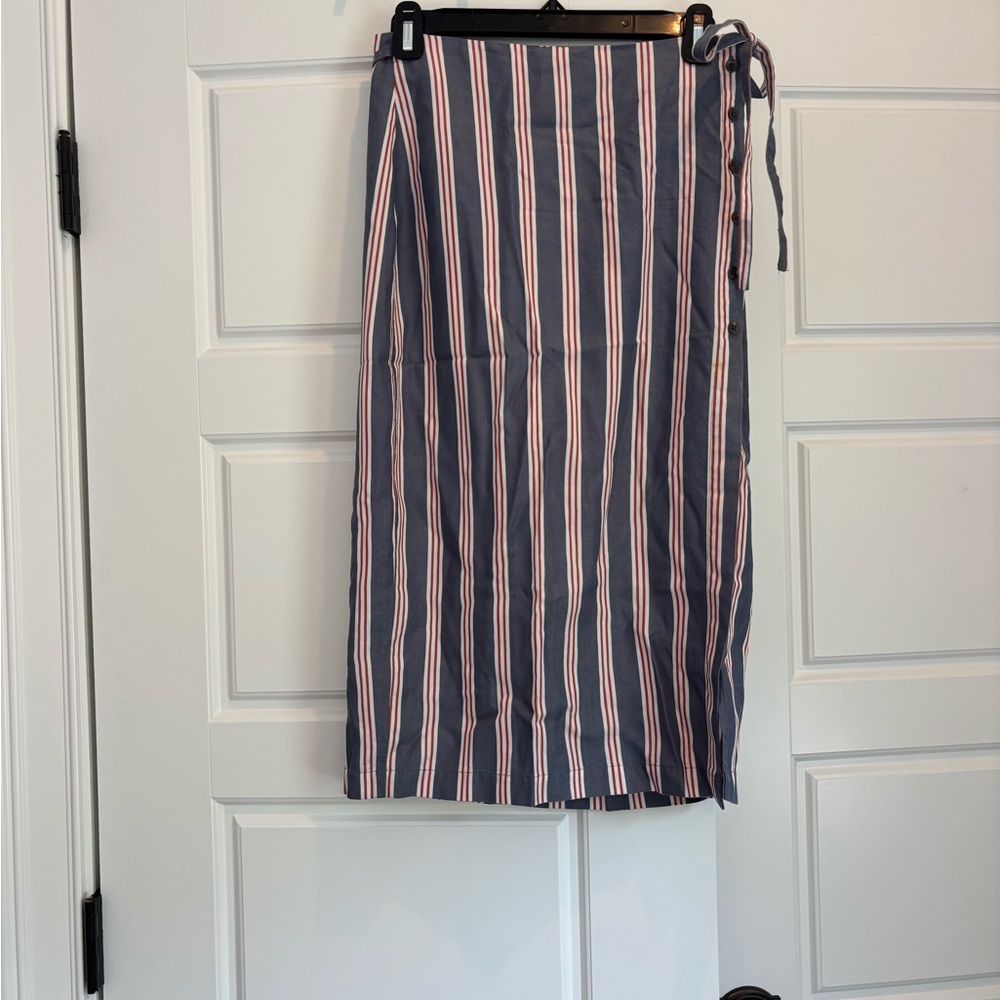 Marine Layer Blue and Pink Midi Wrap Skirt